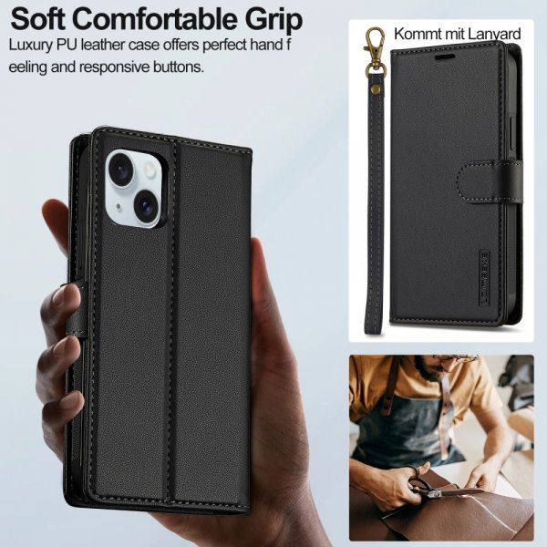 Lc.Imeeke iPhone 15 Etui Avtagbart Deksel L2 Series MagSafe Svart