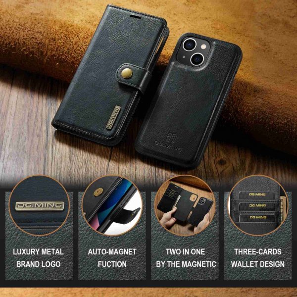 Dg.Ming iPhone 15 Etui Avtagbart Deksel Svart