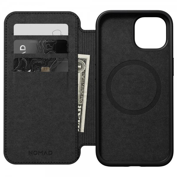 Nomad iPhone 15 Etui Modern Leather Folio Svart