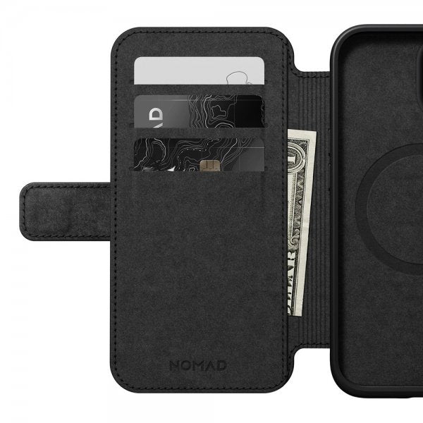 Nomad iPhone 15 Etui Modern Leather Folio Svart