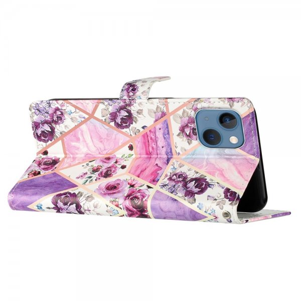 iPhone 15 Etui Motiv Lilla Blomster