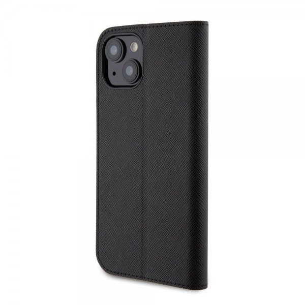 Karl Lagerfeld iPhone 15 Etui NFT Karl & Choupette Patch Saffiano Svart