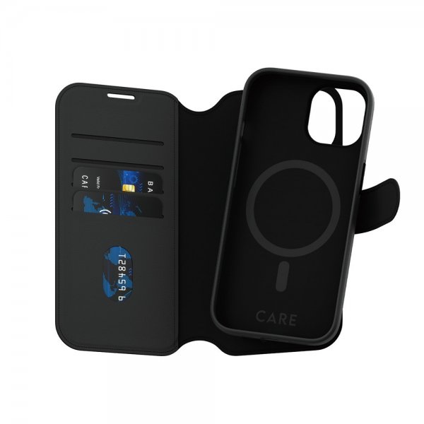 CARE by PanzerGlass iPhone 15 Etui Tango Two-in-One Wallet MagSafe Svart