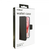 Celly iPhone 15 Etui Wally Wallet Case Svart