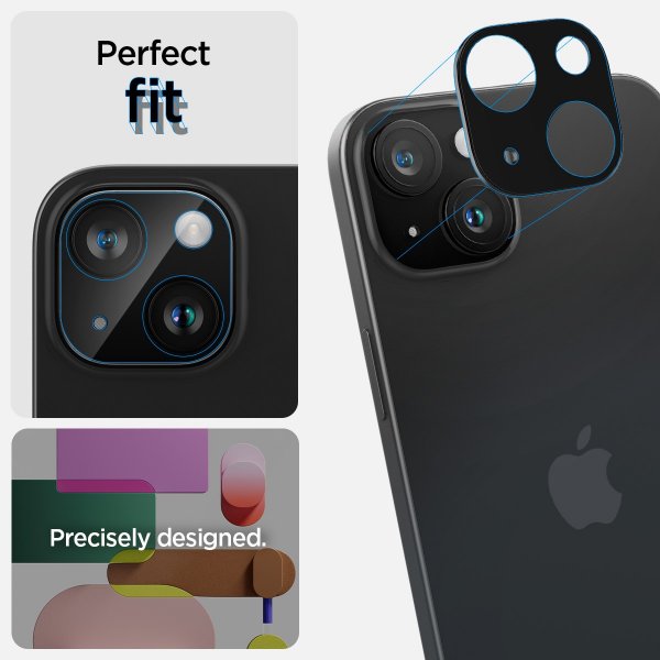 Spigen iPhone 14/15/14 Plus/15 Plus Kamerabeskytter Glas.tR Optik Svart 2-pakning