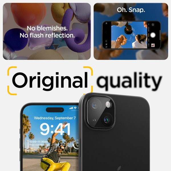 Spigen iPhone 14/15/14 Plus/15 Plus Kamerabeskytter Glas.tR Optik Svart 2-pakning