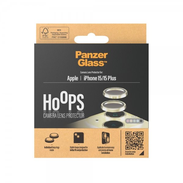 PanzerGlass iPhone 15/iPhone 15 Plus Kamerabeskytter Hoops Gul