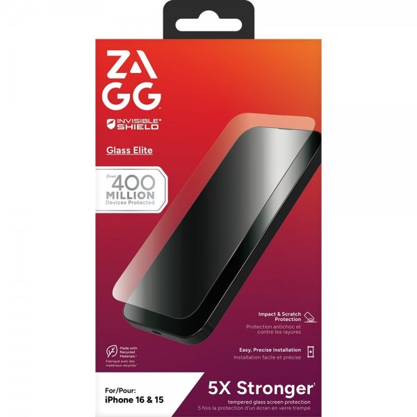 Zagg InvisibleShield iPhone 15/iPhone 16 Skjermbeskytter Glass Elite