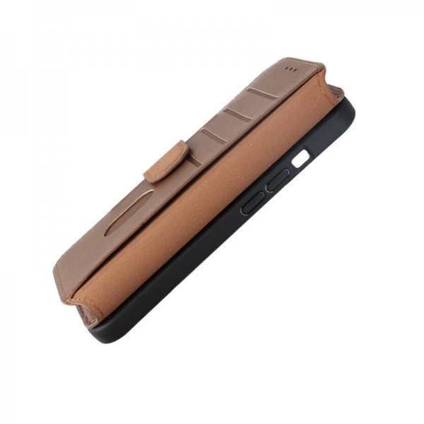 Rvelon iPhone 15 Etui Ekte Skinn Brun