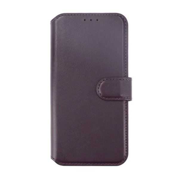 Rvelon iPhone 15 Etui Ekte Skinn Lilla