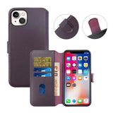 Rvelon iPhone 15 Etui Ekte Skinn Lilla