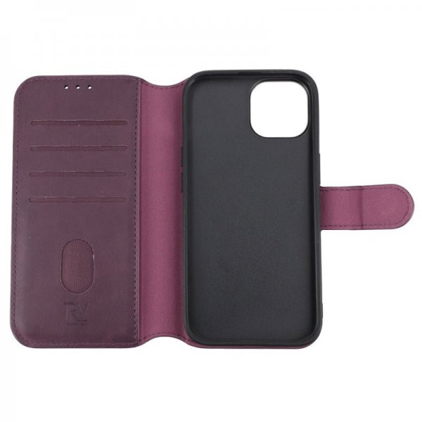 Rvelon iPhone 15 Etui Detachable Wallet Case Lilla