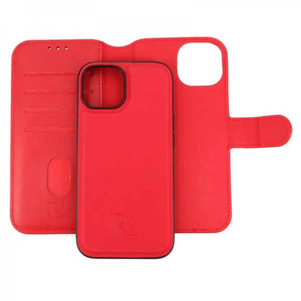 Rvelon iPhone 15 Etui Detachable Wallet Case Rød