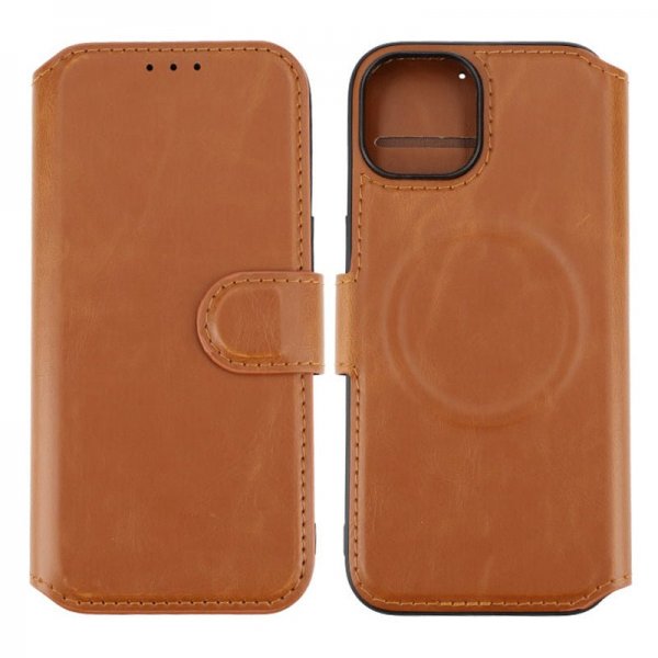 Rvelon iPhone 15 Etui 4 Kortlomme MagSafe Brun