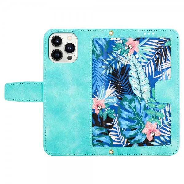 iPhone 15 Plus Etui Blomstermønster Grønn