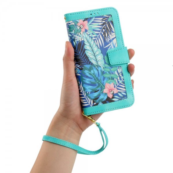 iPhone 15 Plus Etui Blomstermønster Grønn