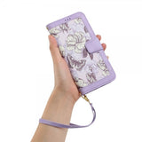 iPhone 15 Plus Etui Blomstermønster Lilla