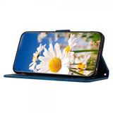 iPhone 15 Plus Etui Blomstermønster Mørkeblå