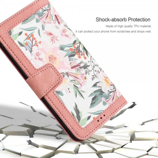 iPhone 15 Plus Etui Blomstermønster Rosa