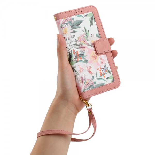 iPhone 15 Plus Etui Blomstermønster Rosa