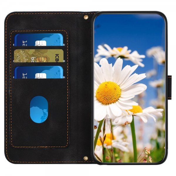 iPhone 15 Plus Etui Blomstermønster Svart