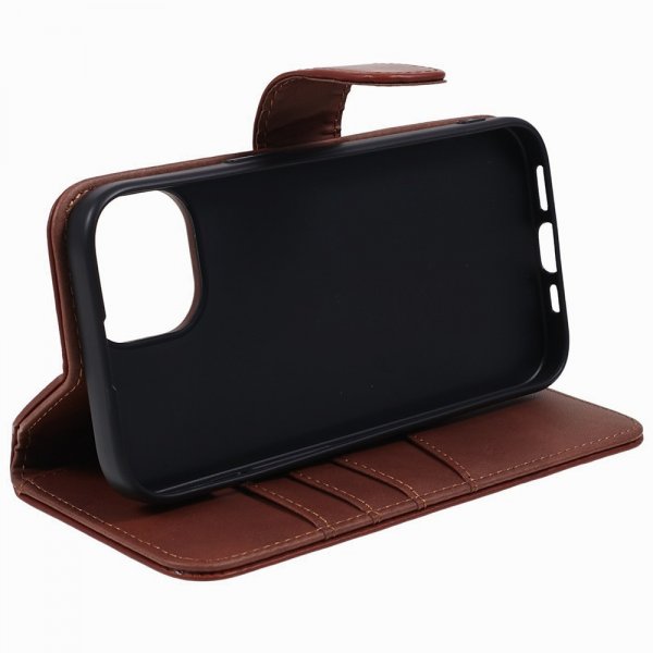 Nordic Covers iPhone 15 Plus Etui Essential Leather Maple Brown