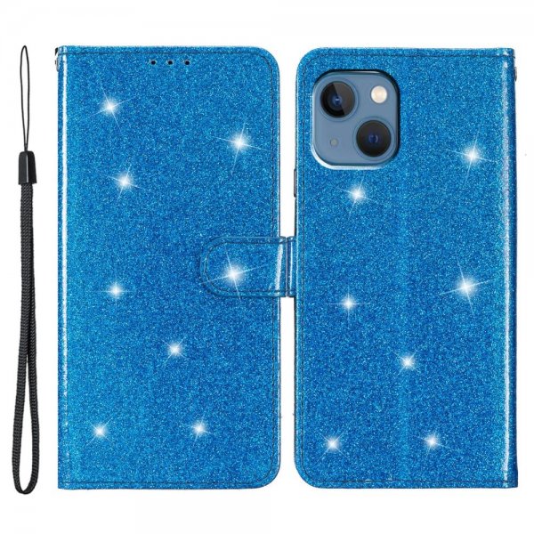 iPhone 15 Plus Etui Glitter Blå