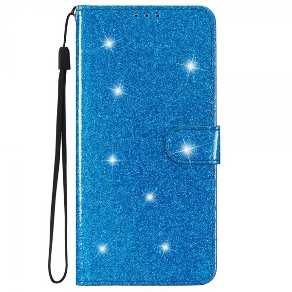 iPhone 15 Plus Etui Glitter Blå