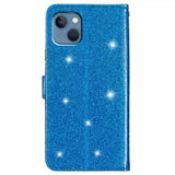 iPhone 15 Plus Etui Glitter Blå