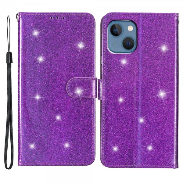 iPhone 15 Plus Etui Glitter Lilla