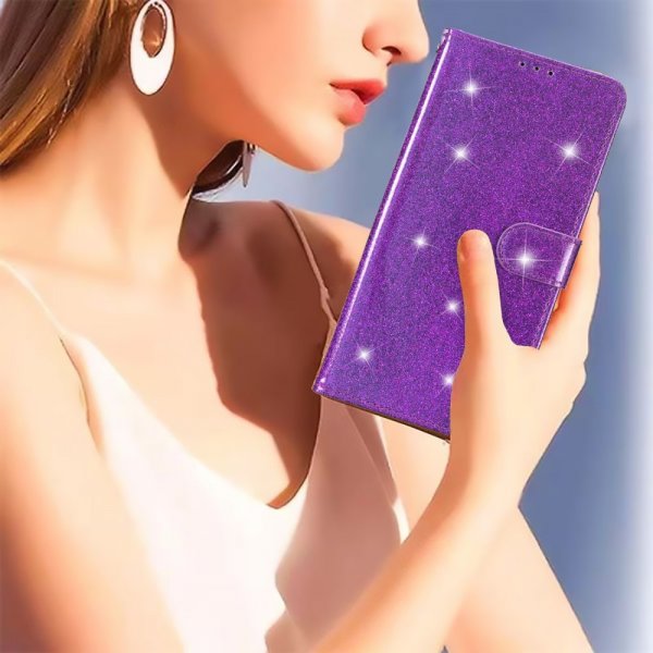 iPhone 15 Plus Etui Glitter Lilla