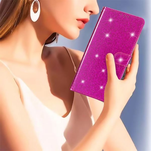 iPhone 15 Plus Etui Glitter Magenta