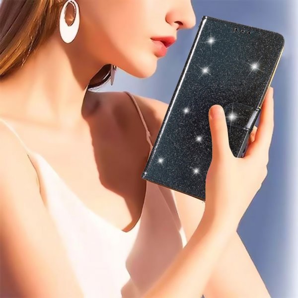 iPhone 15 Plus Etui Glitter Svart