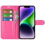 iPhone 15 Plus Etui Litchi Magenta