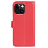 iPhone 15 Plus Etui Litchi Rød