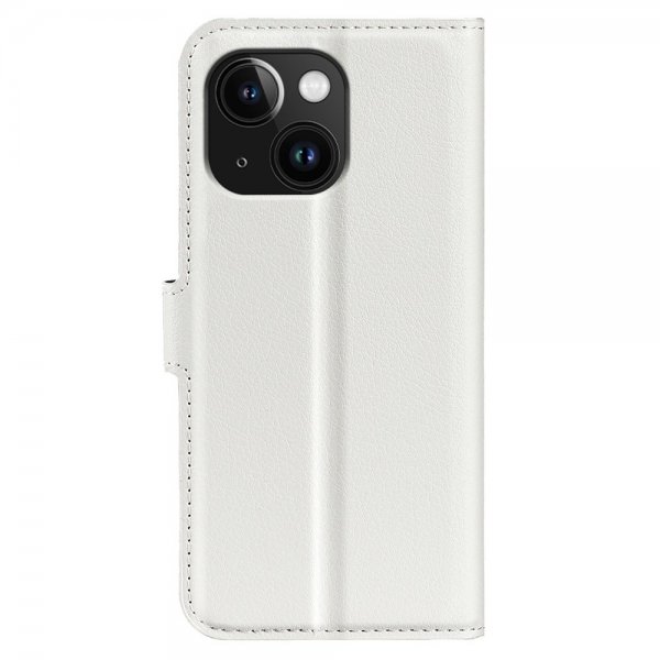 iPhone 15 Plus Etui Litchi Hvit