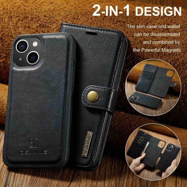 Dg.Ming iPhone 15 Plus Etui Avtagbart Deksel Svart