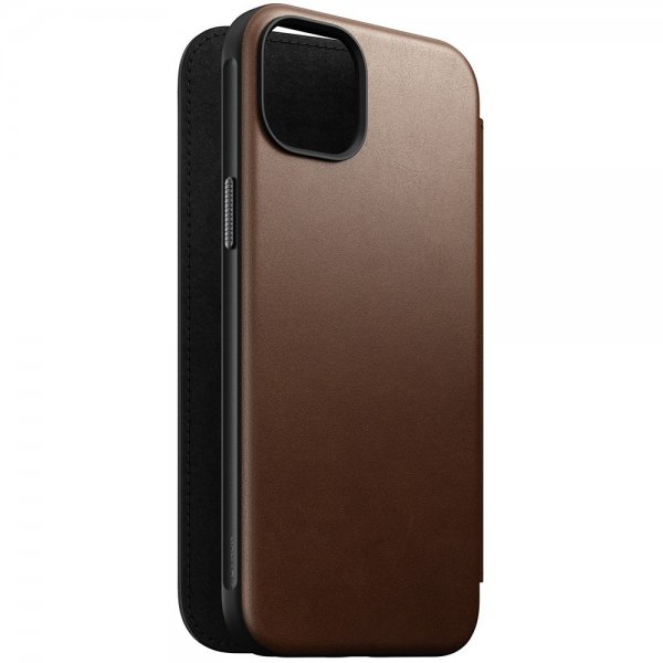 Nomad iPhone 15 Plus Etui Modern Leather Folio Brun