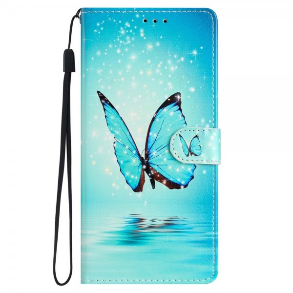 iPhone 15 Plus Etui Motiv Blå Sommerfugl