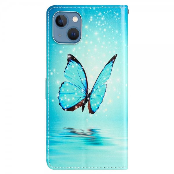 iPhone 15 Plus Etui Motiv Blå Sommerfugl