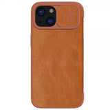 Nillkin iPhone 15 Plus Etui Qin Pro Series Brun