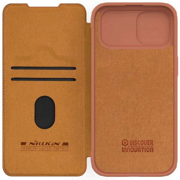 Nillkin iPhone 15 Plus Etui Qin Pro Series Brun