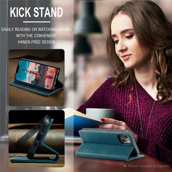 CaseMe iPhone 15 Plus Etui Retro Flip Petrol