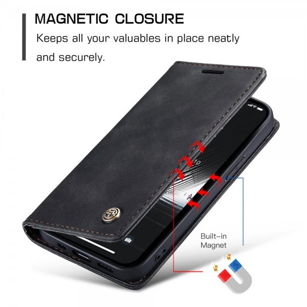 CaseMe iPhone 15 Plus Etui Retro Flip Svart