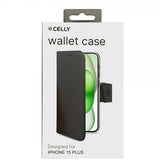 Celly iPhone 15 Plus Etui Wally Wallet Case Svart