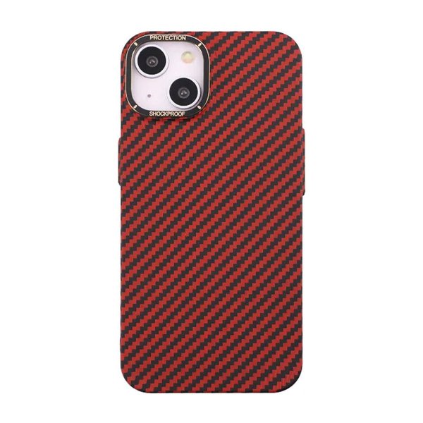 iPhone 15 Plus Deksel Karbonfibermønster Rød