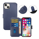 Rvelon iPhone 15 Plus Etui Ekte Skinn Blå