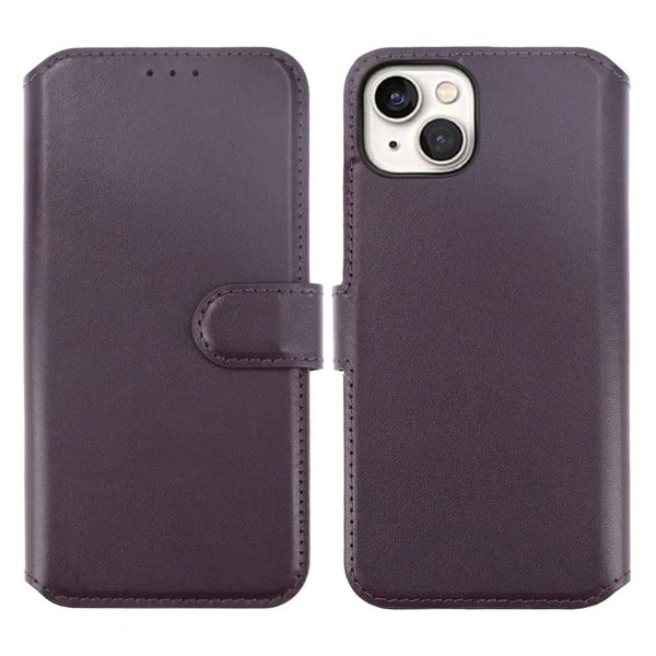 Rvelon iPhone 15 Plus Etui Ekte Skinn Lilla