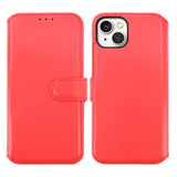 Rvelon iPhone 15 Plus Etui Ekte Skinn Rød