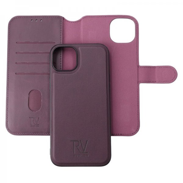 Rvelon iPhone 15 Plus Etui Detachable Wallet Case Lilla
